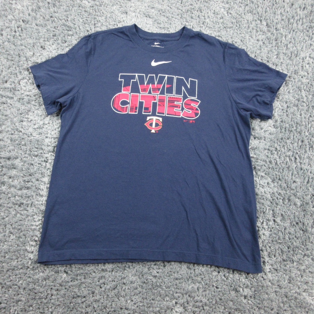Minnesota Twins Shirt Mens Large Twin Cities Navy MLB Baseball Nike Tee T-Shirt